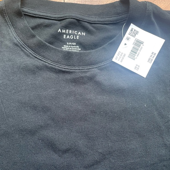 American Eagle Black Eyelet Crew Neck Tee - Picture 2 of 2